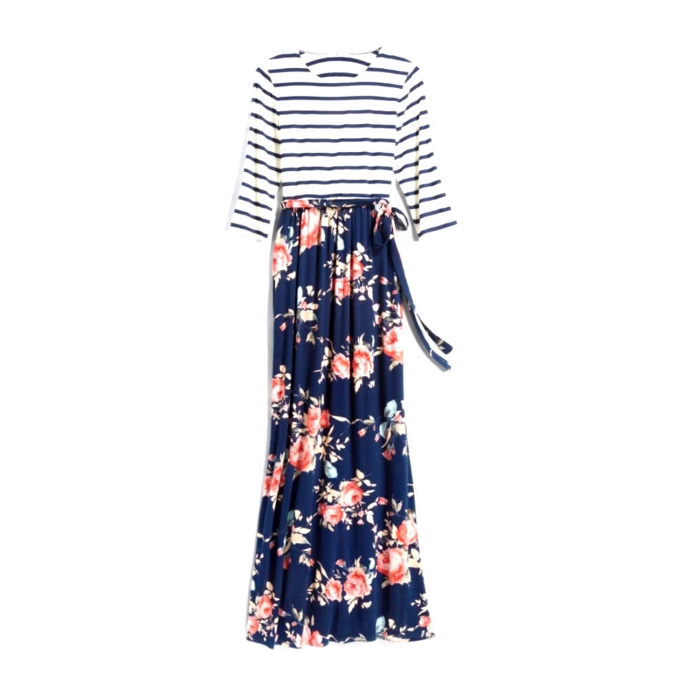 Lux & Co Stitch Fix Maxi Dress, Mixed Print, With Pockets. Like New!